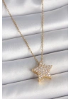 MuI MuI 316L Çelik Gold Renk Zincir Zirkon Taşlı Yıldız Model Kadın Kolye