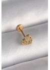 MuI MuI 316L Çelik Gold Renk Zirkon Taşlı Kalp Model Tragus Piercing