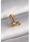 MuI MuI 316L Çelik Gold Renk Zirkon Taşlı Sonsuzluk Model Tragus Piercing