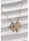 MuI MuI 316L Çelik Gold Renk Zirkon Taşlı Vintage Model Kadın Kolye