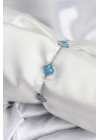 MuI MuI 316L Çelik Gümüş Renk Buz Mavisi Baby Boy Yonca Kadın Bileklik