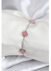 MuI MuI 316L Çelik Gümüş Renk Pembe Baby Boy Yonca Kadın Bileklik