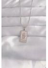 MuI MuI 316L Çelik Gümüş Renk Pembe Mineli El Figür Tarot Kolye