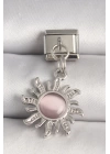 MuI MuI 316L Çelik Gümüş Renk Pembe Mineli Güneş Model Nomination Charm