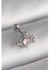 MuI MuI 316L Çelik Gümüş Renk Pembe Mineli Kalp Zirkon Taş Detay Tragus Piercing