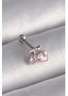 MuI MuI 316L Çelik Gümüş Renk Pembe Zirkon Taşlı Kalp Tragus Piercing