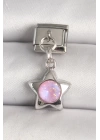 MuI MuI 316L Çelik Gümüş Renk Pembe Zirkon Taşlı Yıldız Model Nomination Charm