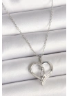 MuI MuI 316L Çelik Gümüş Renk Zincir Zirkon Taş Detaylı Kalp Model Kadın Kolye