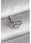 MuI MuI 316L Çelik Gümüş Renk Zirkon Taşlı Toplu İğne Tragus Piercing