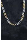 MuI MuI 316L Çelik Gümüş ve Gold Renk Curb Erkek Kolye