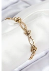 MuI MuI 316L Çelik Parçalı Zincir Model Gold Renk Kadın Bileklik