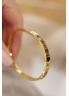 MuI MuI 316L Çelik Roma Rakamlı Gold Renk Bilezik Kelepçe