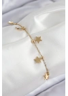 MuI MuI 316L Çelik Sıralı Yıldız Model Gold Renk Kadın Bileklik