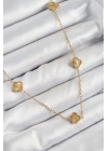 MuI MuI 316L Çelik Yonca Model Gold Renk Kadın Kolye