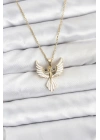 MuI MuI 316L Çelik Zincir Gold Renk Anka Kuşu Model Kadın Kolye