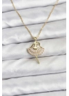 MuI MuI 316L Çelik Zincir Gold Renk Balerin Model Kadın Kolye