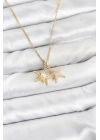 MuI MuI 316L Çelik Zincir Gold Renk Deniz Yıldızı Model Zirkon Taşlı Kadın Kolye