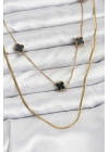 MuI MuI 316L Çelik Zincir Gold Renk İtalyan Zincirli Siyah Yonca Model Kadın Kolye
