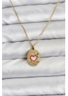 MuI MuI 316L Çelik Zincir Gold Renk Kalp Figürlü Kadın Kolye