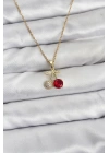 MuI MuI 316L Çelik Zincir Gold Renk Kiraz Model Zirkon Taşlı Kadın Kolye