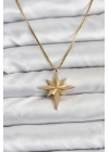 MuI MuI 316L Çelik Zincir Gold Renk Kutup Yıldızı Model 60 cm Zincir Kadın Kolye