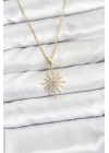 MuI MuI 316L Çelik Zincir Gold Renk Kutup Yıldızı Model Zirkon Taşlı Kadın Kolye