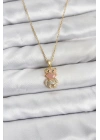 MuI MuI 316L Çelik Zincir Gold Renk Teddy Bear Model Zirkon Taşlı Kadın Kolye