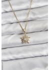 MuI MuI 316L Çelik Zincir Gold Renk Yıldız Model Zirkon Taşlı Kadın Kolye
