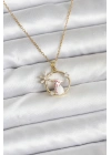 MuI MuI 316L Çelik Zincir Gold Zirkon Taşlı Yılbaşı Temalı Kadın Kolye