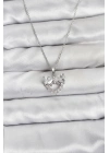 MuI MuI 316L Çelik Zincir Gümüş Renk Kalp ve Fiyonk Model Zirkon Taşlı Kadın Kolye