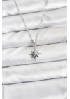 MuI MuI 316L Çelik Zincir Gümüş Renk Kutup Yıldızı Model Kadın Kolye