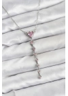 MuI MuI 316L Çelik Zincir Gümüş Renk Pembe Kalp Kadın Kolye