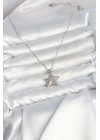 MuI MuI 316L Çelik Zincir Gümüş Renk Zirkon Taşlı Yıldız Model Kadın Kolye