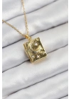 MuI MuI 316L Çelik Zirkon Taşlı Açılabilr Kapaklı Kitap Model Gold Renk Kadın Kolye