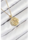 MuI MuI 316L Çelik Zirkon Taşlı Ay Ve Güneş Model Gold Renk Kadın Kolye