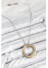 MuI MuI 316L Çelik Zirkon Taşlı Dönen Daire Model Gold Ve Gümüş Renk Kadın Kolye