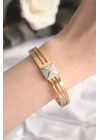 MuI MuI 316L Çelik Zirkon Taşlı Gold Renk Kadın Kelepçe Bilezik