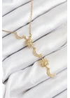 MuI MuI 316L Çelik Zirkon Taşlı Güneş Ve Ay Model Gold Renk Kadın Kolye