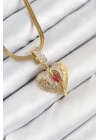 MuI MuI 316L Çelik Zirkon Taşlı Kanatlı Kalp Model Gold Renk Kadın Kolye