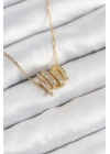 MuI MuI 316L Çelik Zirkon Taşlı Sarmal Model Gold Renk Kadın Kolye