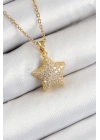 MuI MuI 316L Çelik Zirkon Taşlı Yıldız Model Gold Renk Kadın Kolye