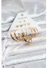 MuI MuI 6 Çift Kadın Küpe Seti Gold Renk