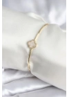 MuI MuI Beyaz Sedefli Yonca Model Gold Renk Kadın Bileklik