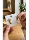 MuI MuI Füsun Küpesi Model Gold Renk Kelebek Model Pirinç Kadın Küpe