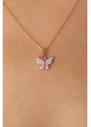 MuI MuI Gold Lila Renk Kelebek Figür Kadın Kolye