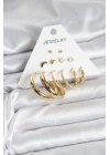 MuI MuI Gold Renk 6 Çiftli Pirinç Kadın Küpe Seti