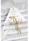 MuI MuI Gold Renk Pirinç 6lı Kadın Küpe Seti