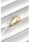 MuI MuI Gold Renk Şerit Zirkon Taşlı Kadın Yüzük