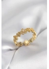 MuI MuI Goldfarbener Ring mit Blumenmuster und Zirkonia-Steinen für Damen