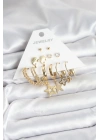 MuI MuI Gold Renk Yıldızlı Set 6 Çift Kadın Küpe Seti